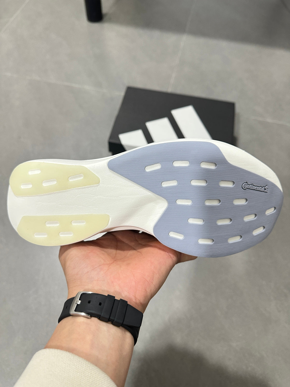 adidas Adizero EVO SL Running Shoes in White Blue JR2027 - product image from the listing.