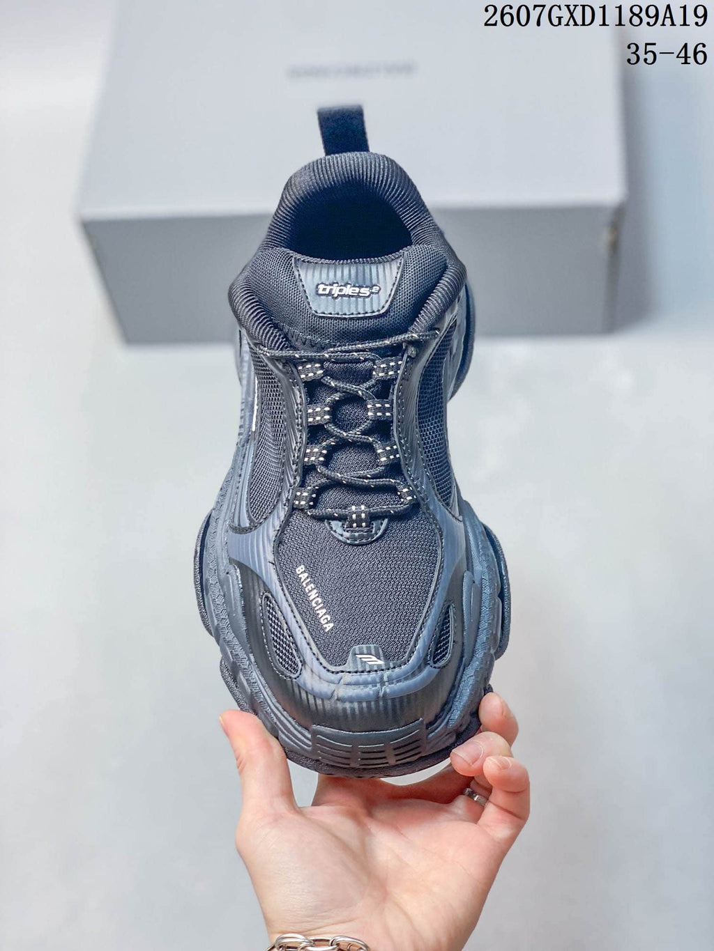 Balenciaga Triple S.2 Chunky Sneakers in Black Dark Gray - product image from the listing.