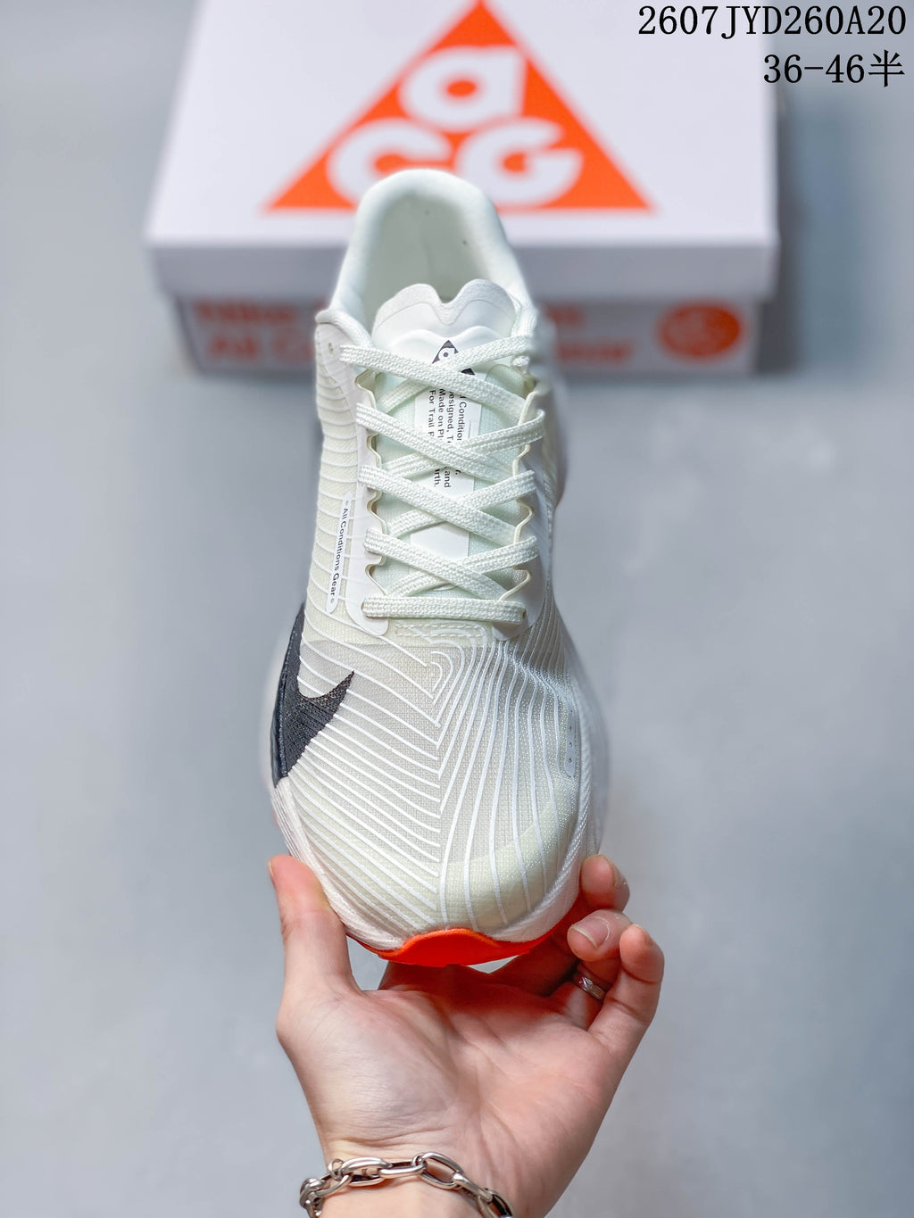 Nike ACG Ultrafly Trail Sneakers in White Black Orange - product image from the listing.