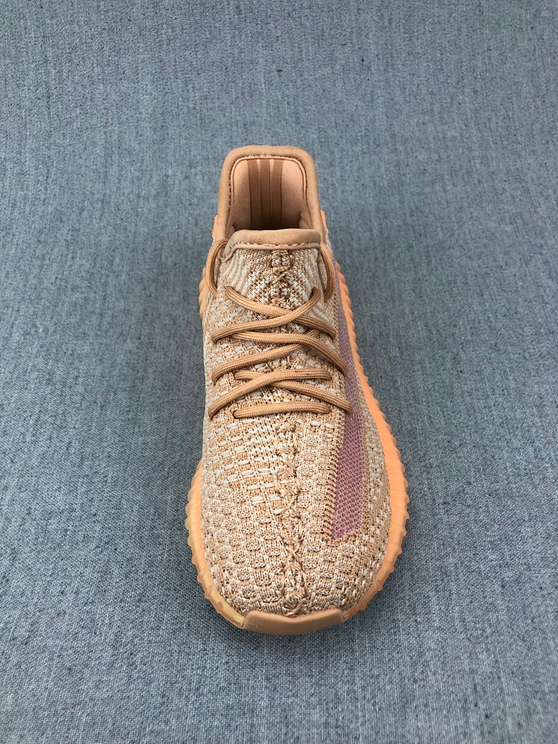 Beige and Orange Yeezy 350 V2 Kids Sneakers - product image from the listing.