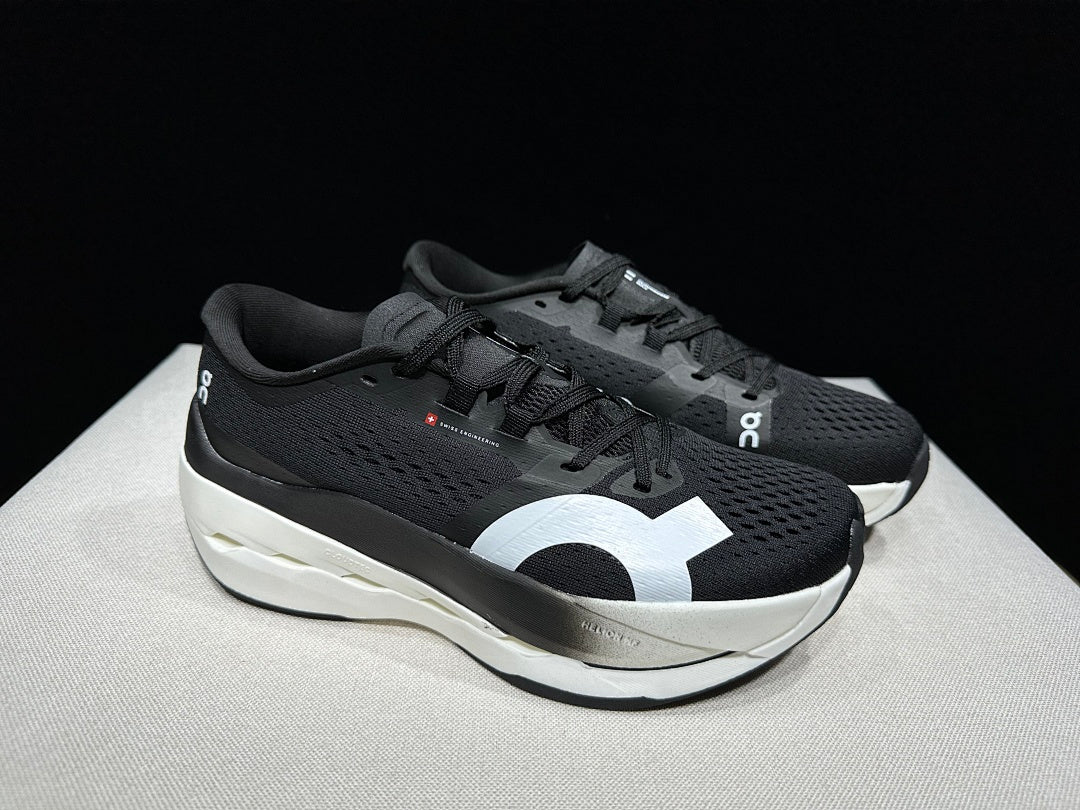 On Cloudboom Max Shoes for Running, Black/White - product image from the listing.