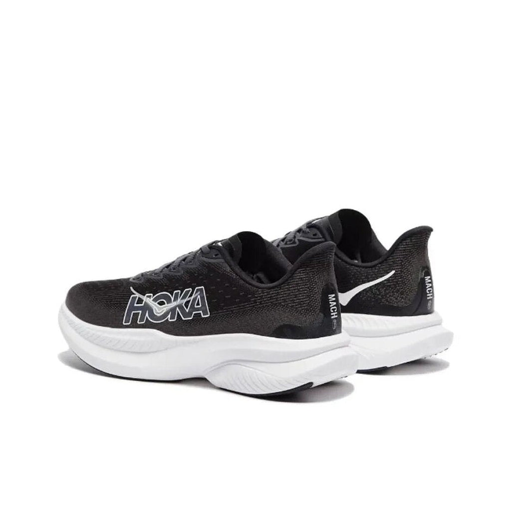 Black and White HOKA Mach 6 Running Shoes - product image from the listing.