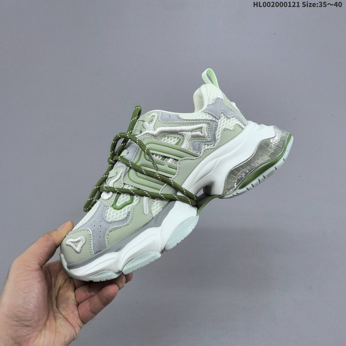 Green and White GGCC Low-Top Chunky Sneakers - product image from the listing.