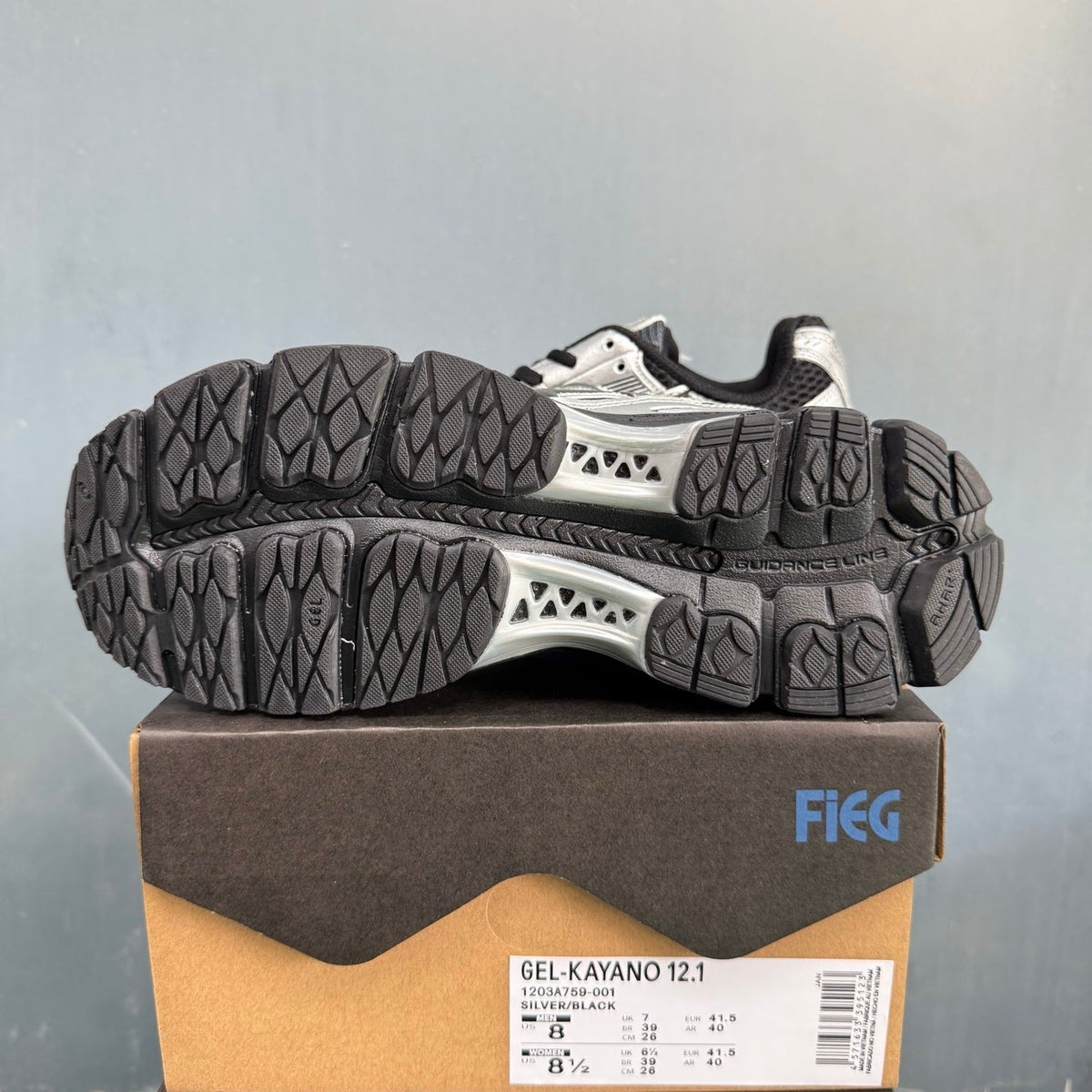 ASICS GEL-KAYANO 12.1 Sneakers in Silver Black 1203A759-001 - product image from the listing.