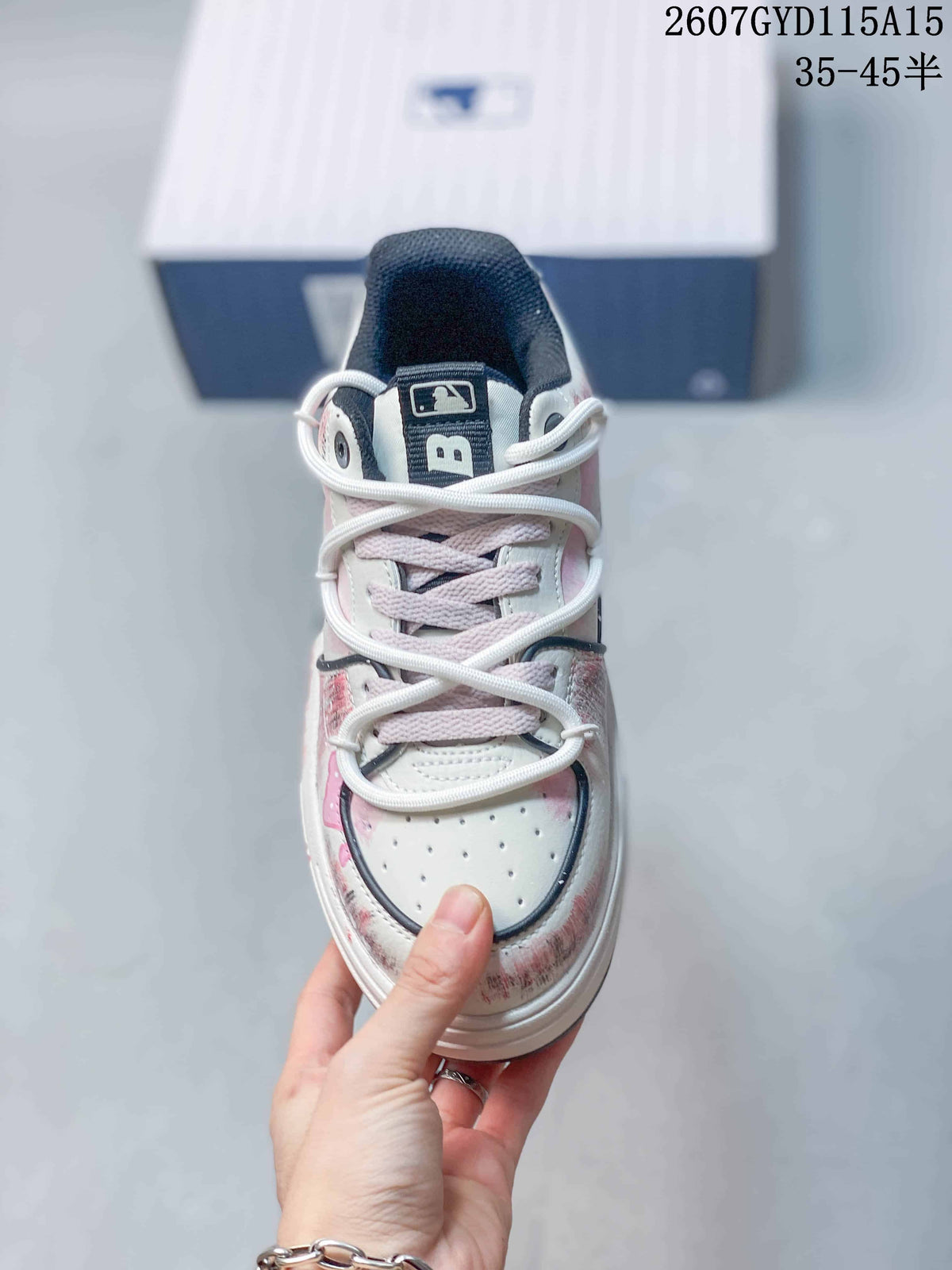 MLB NY Graffiti Platform Sneakers in Pink White 3ASXCA12N - product image from the listing.