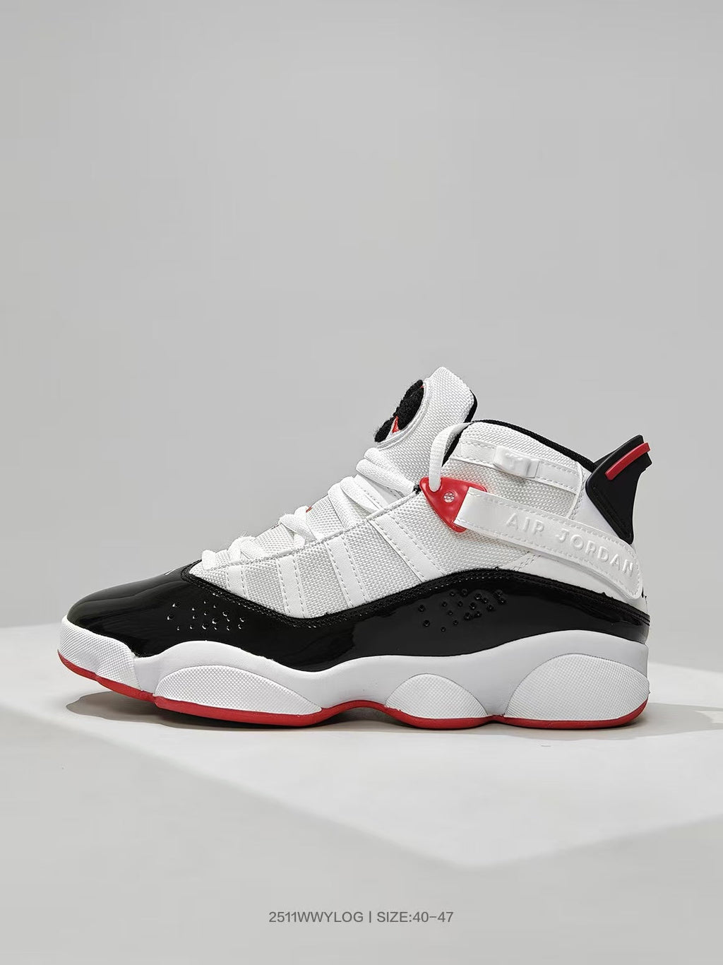 Air Jordan 6 White Black Red Sneakers - product image from the listing.