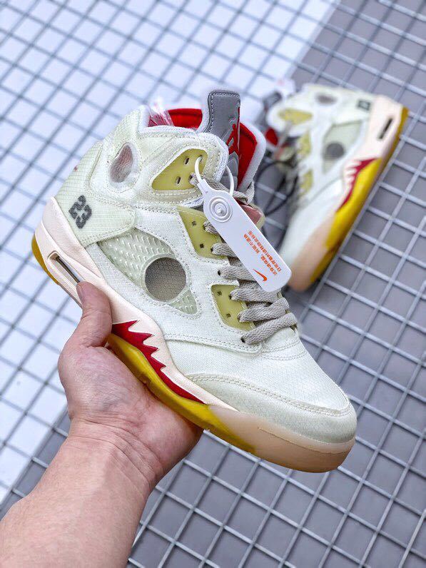 Air Jordan 5 x Off-White Sneakers in Sail CT8480-002 - product image from the listing.