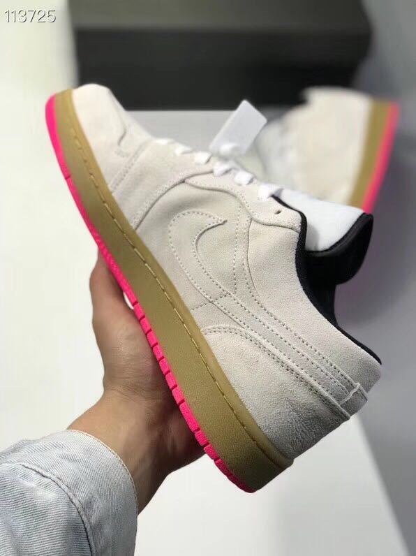 White Pink Gum Sole Sneakers - Jordan 1 Low - product image from the listing.