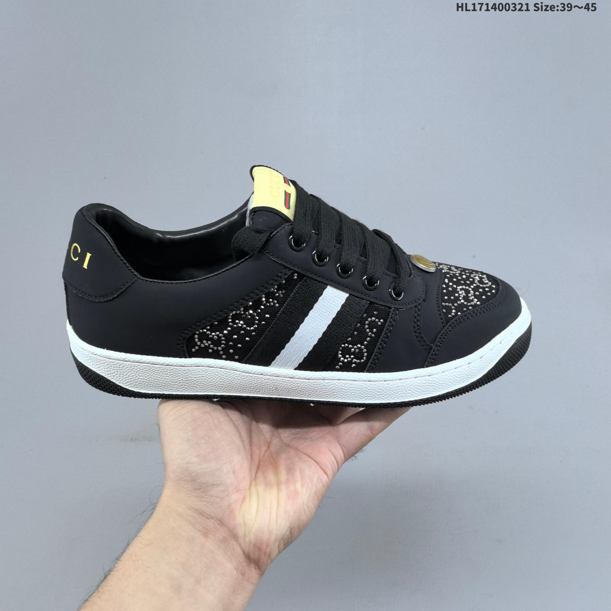Gucci Screener Distressed Low-Cut Sneakers - product image from the listing.