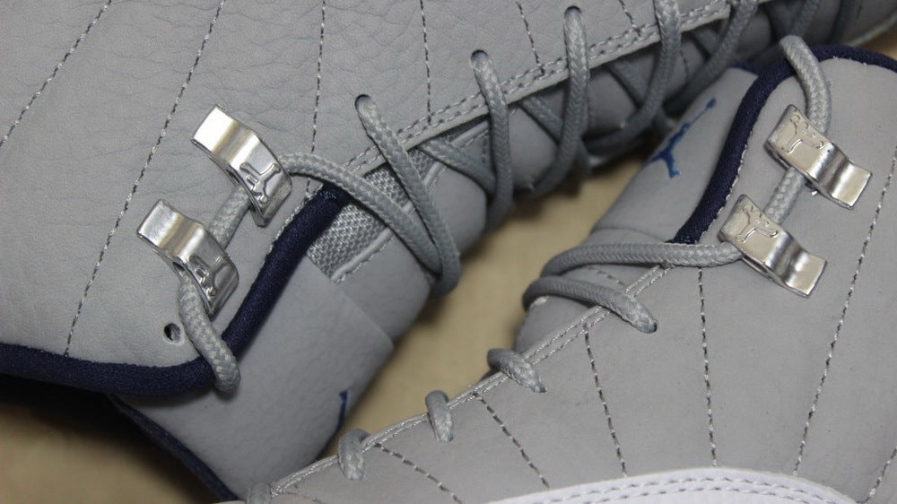 Air Jordan 12 GreyBlue High-Cut Sneakers - product image from the listing.