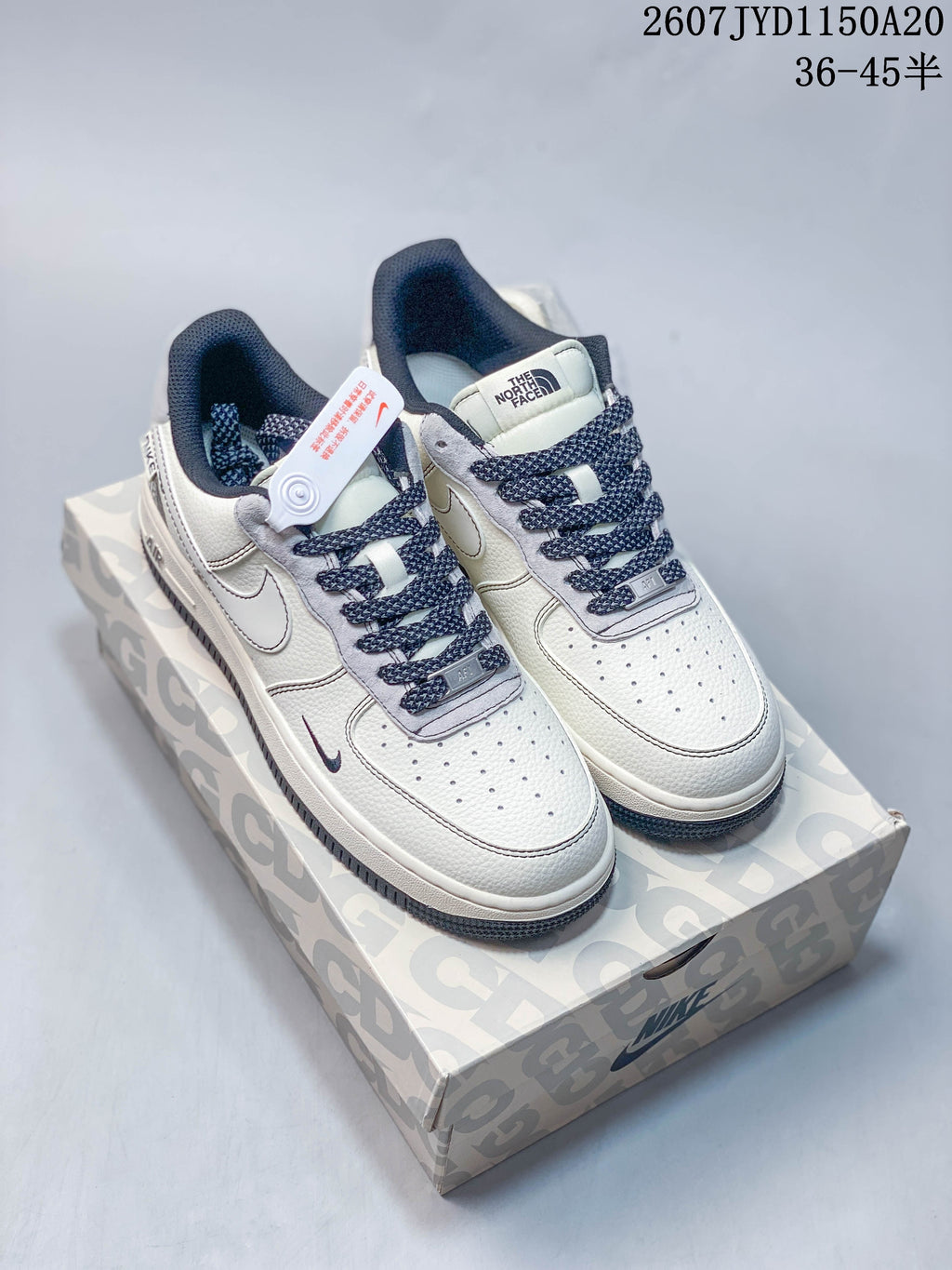 Nike Air Force 1 '07 Low Sneakers in White Navy Gray - product image from the listing.