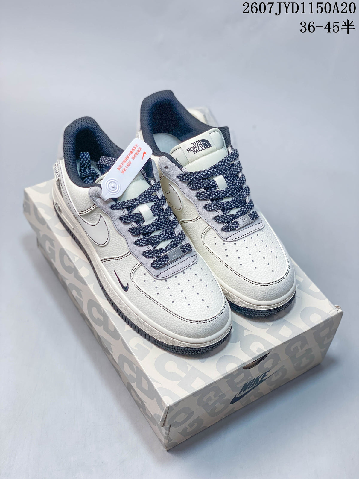 Nike Air Force 1 '07 Low Sneakers in White Navy Gray - product image from the listing.