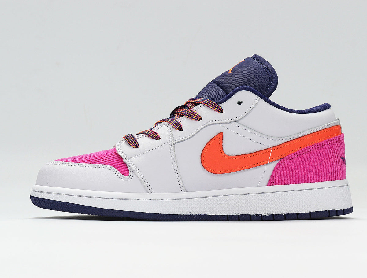Jordan 1 Low SE Sneakers in Pink Gray Orange 554723-502 - product image from the listing.