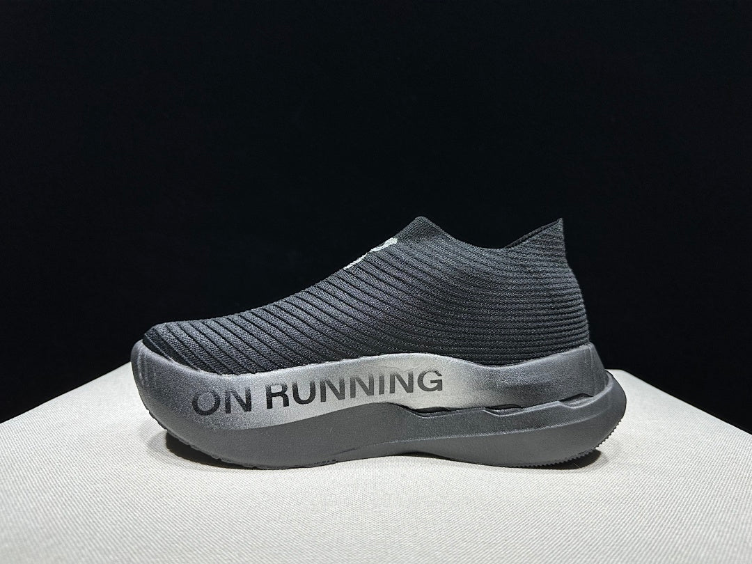 On Cloudboom Strike LS Running Shoes in Black Silver - product image from the listing.