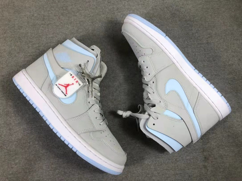 Air Jordan 1 WMNS High Zoom Grey Blue Sneakers - product image from the listing.