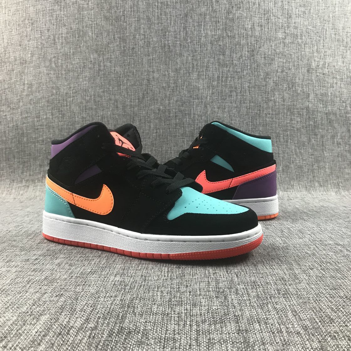 Jordan 1 Mid Sneakers in Multicolor Black 554725-083 - product image from the listing.