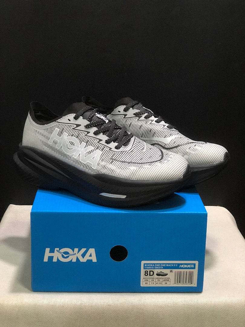 White and Black HOKA Mach X 2 Running Shoes - product image from the listing.