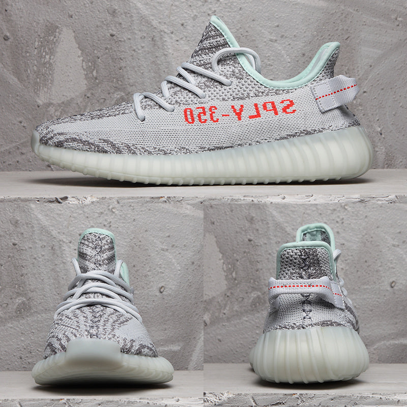 Gray and Mint Yeezy 350 V2 Knit Sneakers - product image from the listing.
