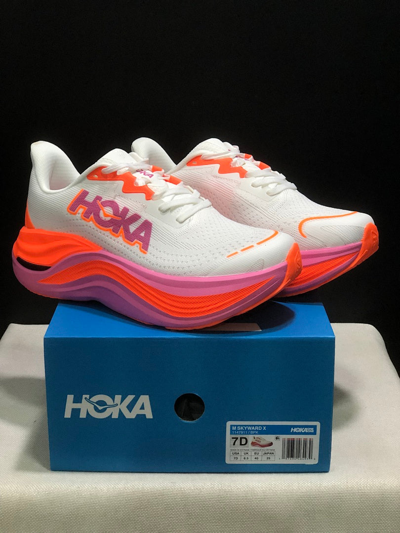 White, Orange & Pink - HOKA Skyward X Running Shoes - product image from the listing.