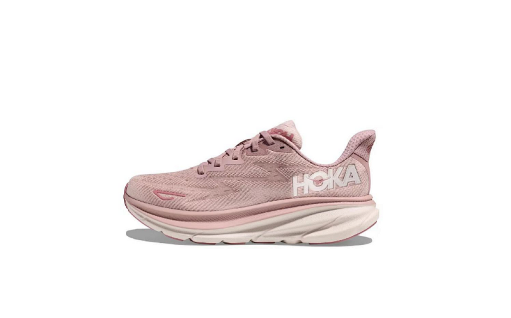 HOKA Clifton 9 Running Shoes in Pink - product image from the listing.