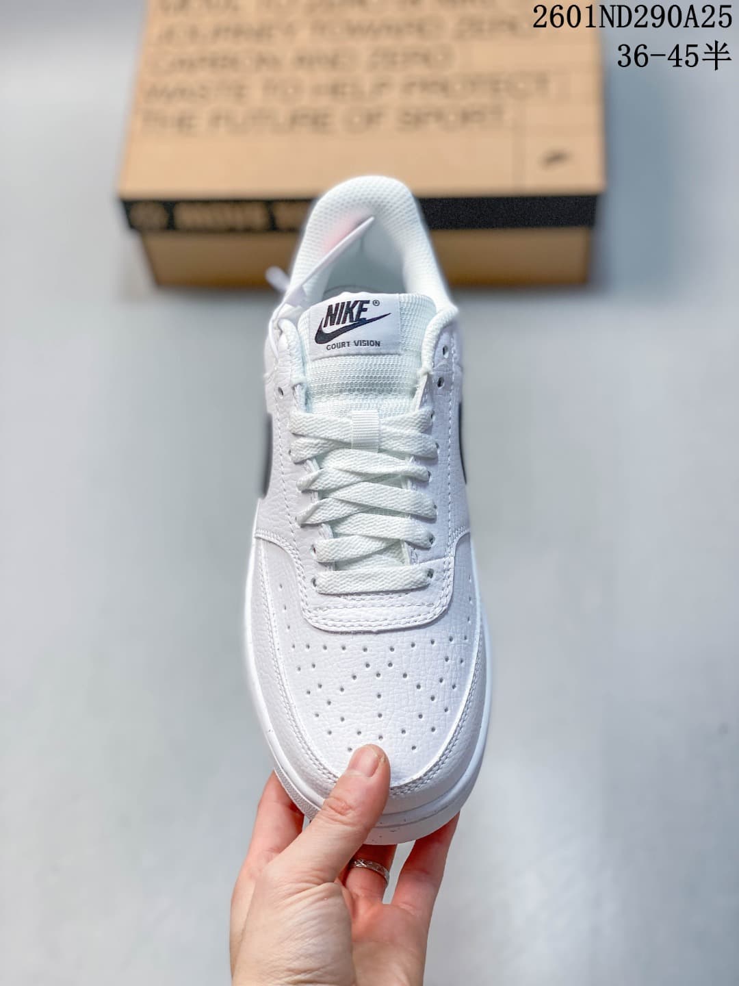 Nike Court Vision Low Sneakers in White Black 2601ND290A25 - product image from the listing.