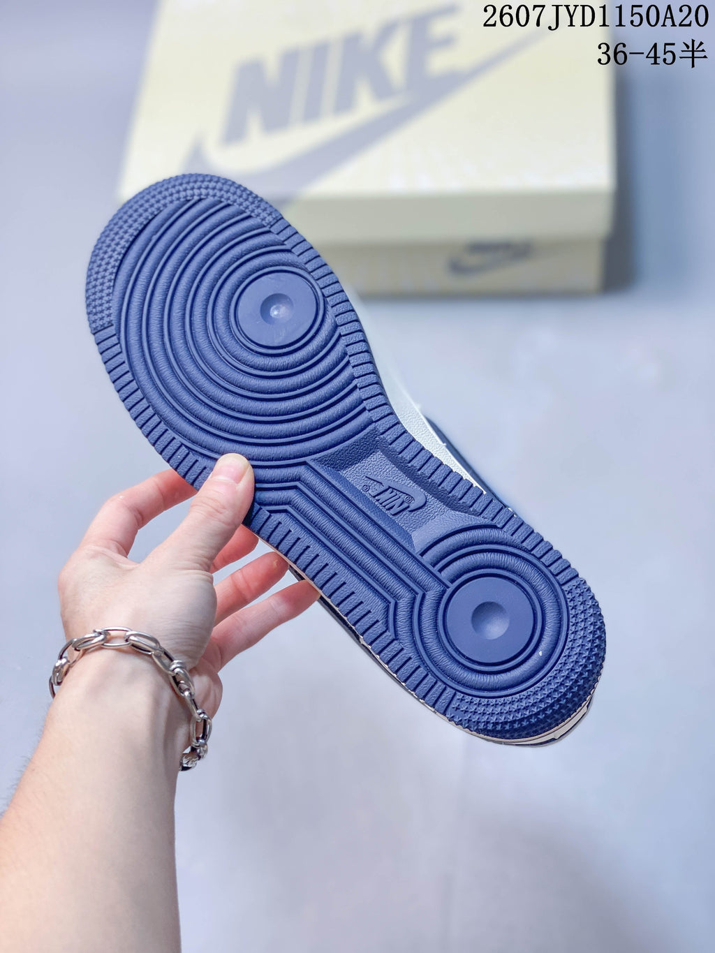 Nike Air Force 1 '07 Blue White Custom Trainers - product image from the listing.