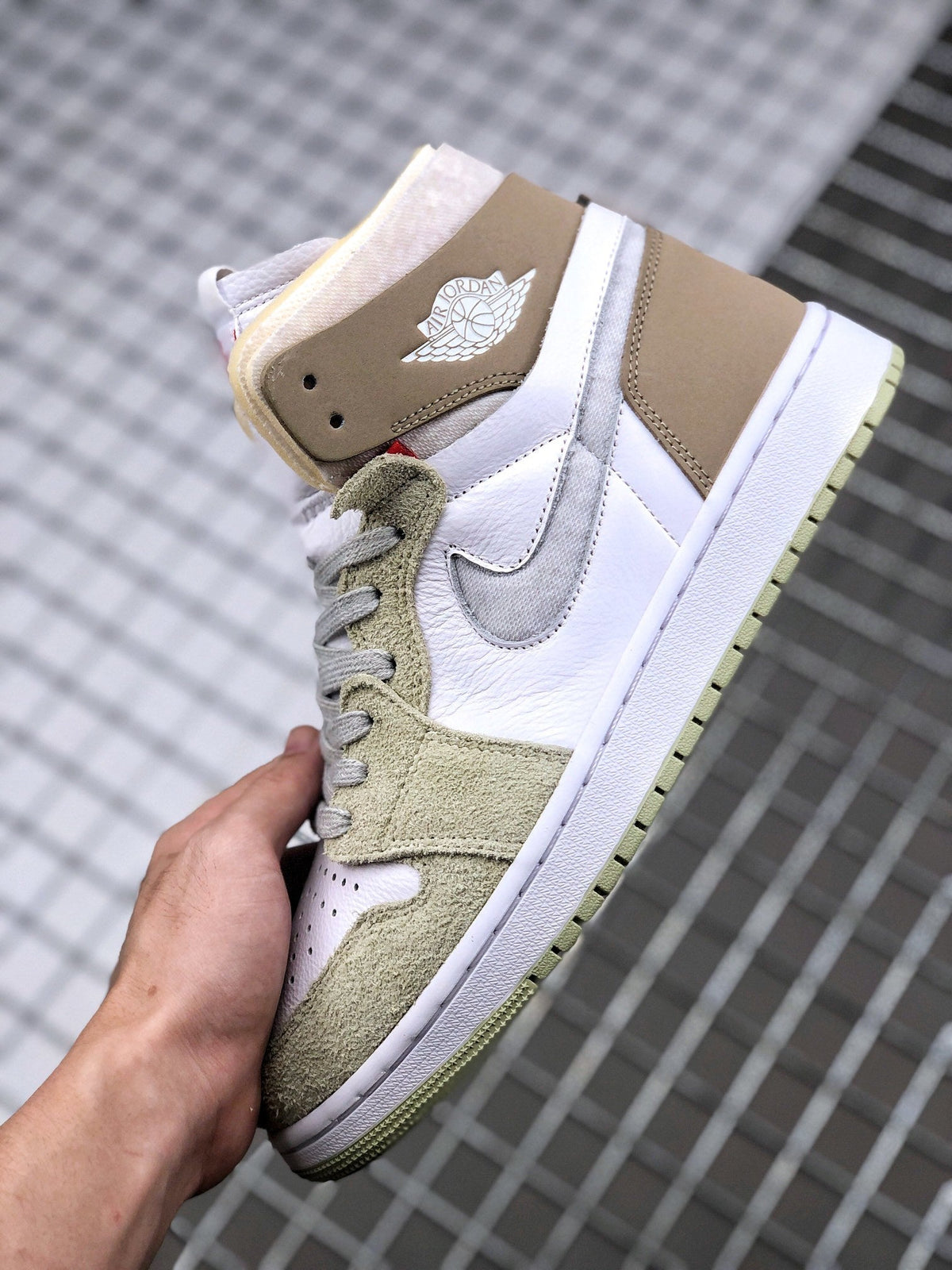 Olive Aura Sneakers - Jordan 1 Zoom CMFT CT0979-102 - product image from the listing.