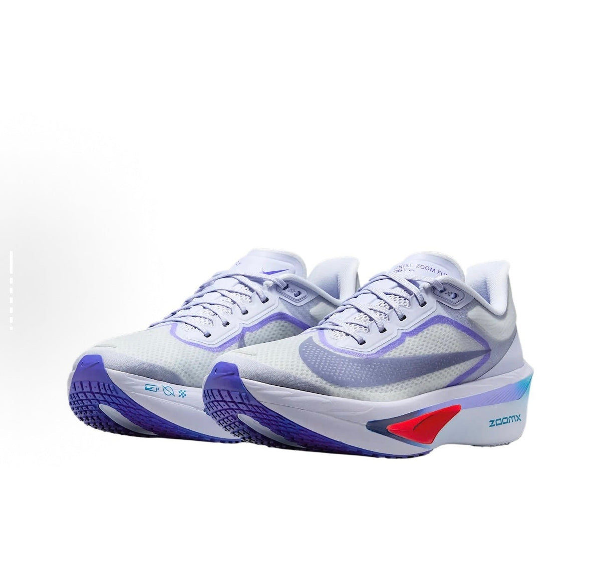 White and Purple Nike Zoom Fly Running Shoes - product image from the listing.