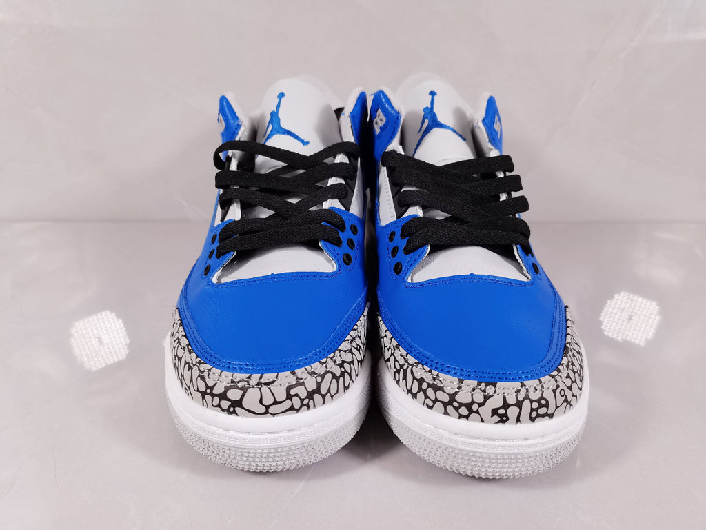 Air Jordan 3 Retro Blue Black Cement Sneakers - product image from the listing.