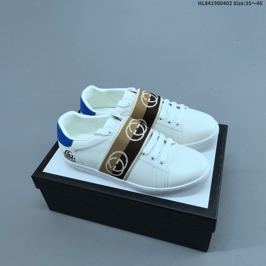 Gucci White Low-Cut Sneakers with Logo Webbing - product image from the listing.