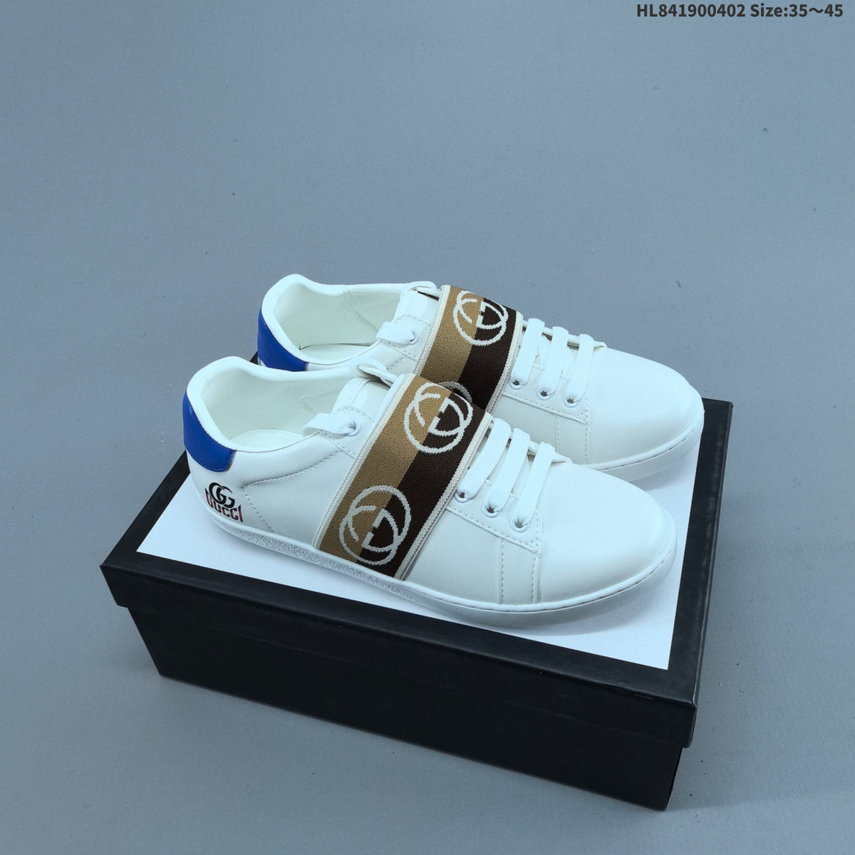 Gucci White Low-Cut Sneakers with Logo Webbing - product image from the listing.