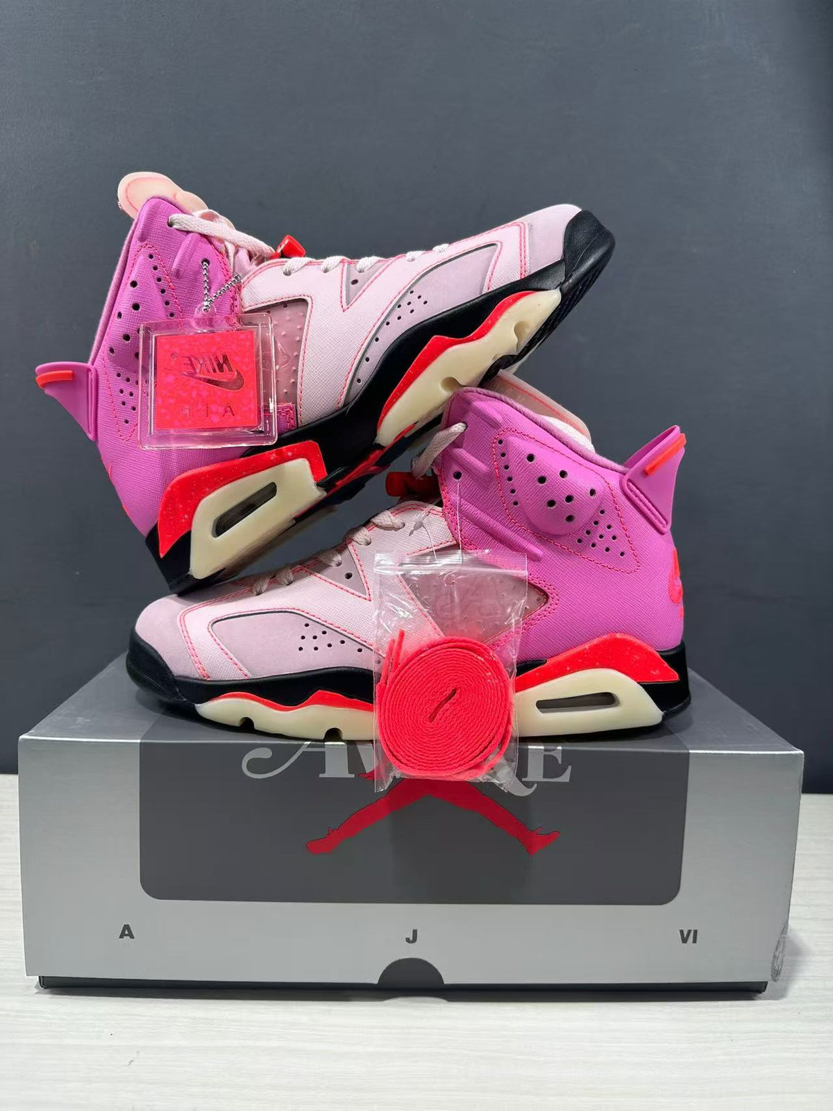 Jordan x Awake NY Air Jordan 6 Retro SP Sneakers in Pink IQ5706-600 - product image from the listing.