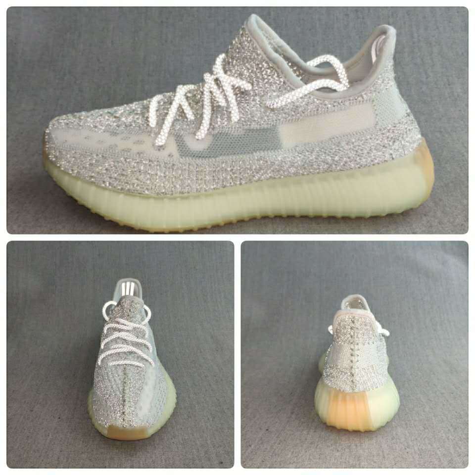 Gray and Cream Adidas Yeezy Boost 350 V2 Knit Sneakers - product image from the listing.