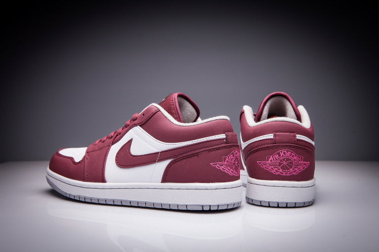 Air Jordan 1 Low Sneakers White and Burgundy - product image from the listing.