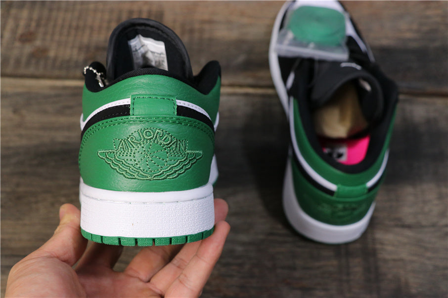 Air Jordan 1 Low Sneakers in Black Green White 553558-113 - product image from the listing.