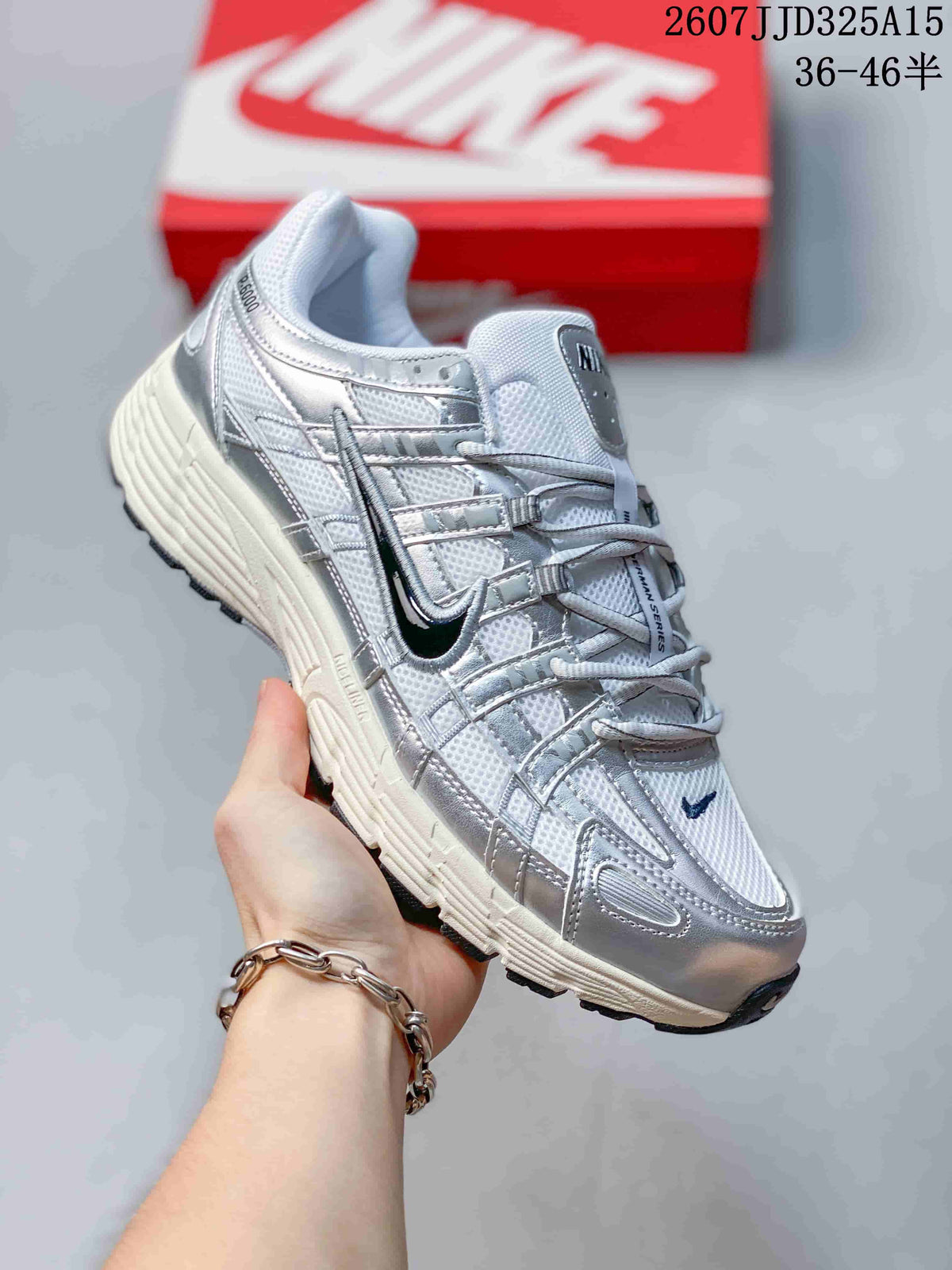 Nike P-6000 Sneakers in White Silver Pink CD6404 - product image from the listing.