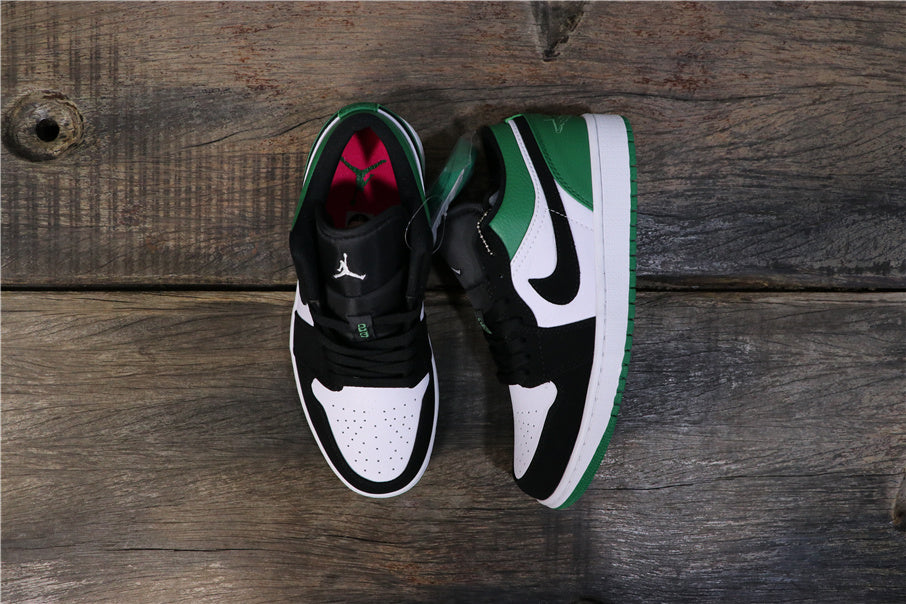 Jordan 1 Low Sneakers in Black Green 553558-113 - product image from the listing.