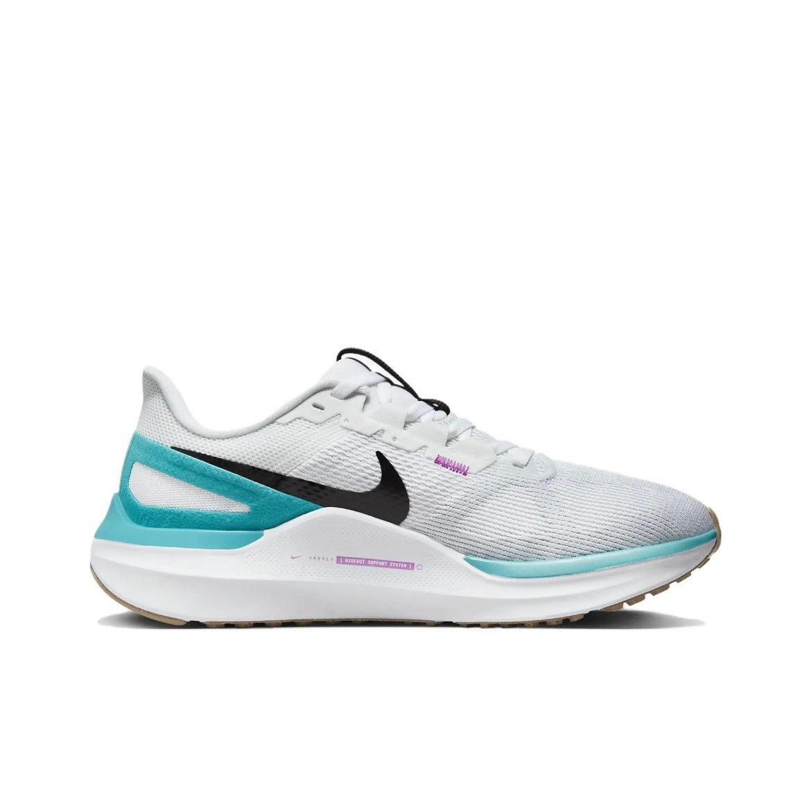 Nike Structure 25 Road Running Shoes in White Turquoise DJ7884-103 - product image from the listing.