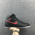 Air Jordan 1 Mid Sneakers in Black and Red 554724-045 - product image from the listing.