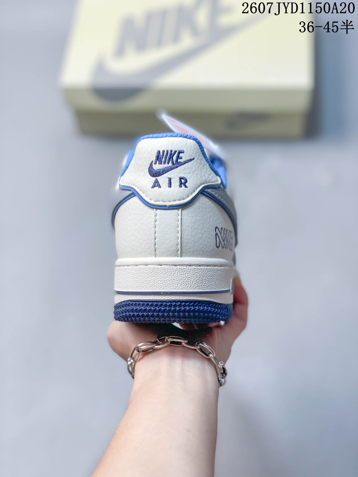 Nike Air Force 1 '07 Blue White Custom Trainers - product image from the listing.