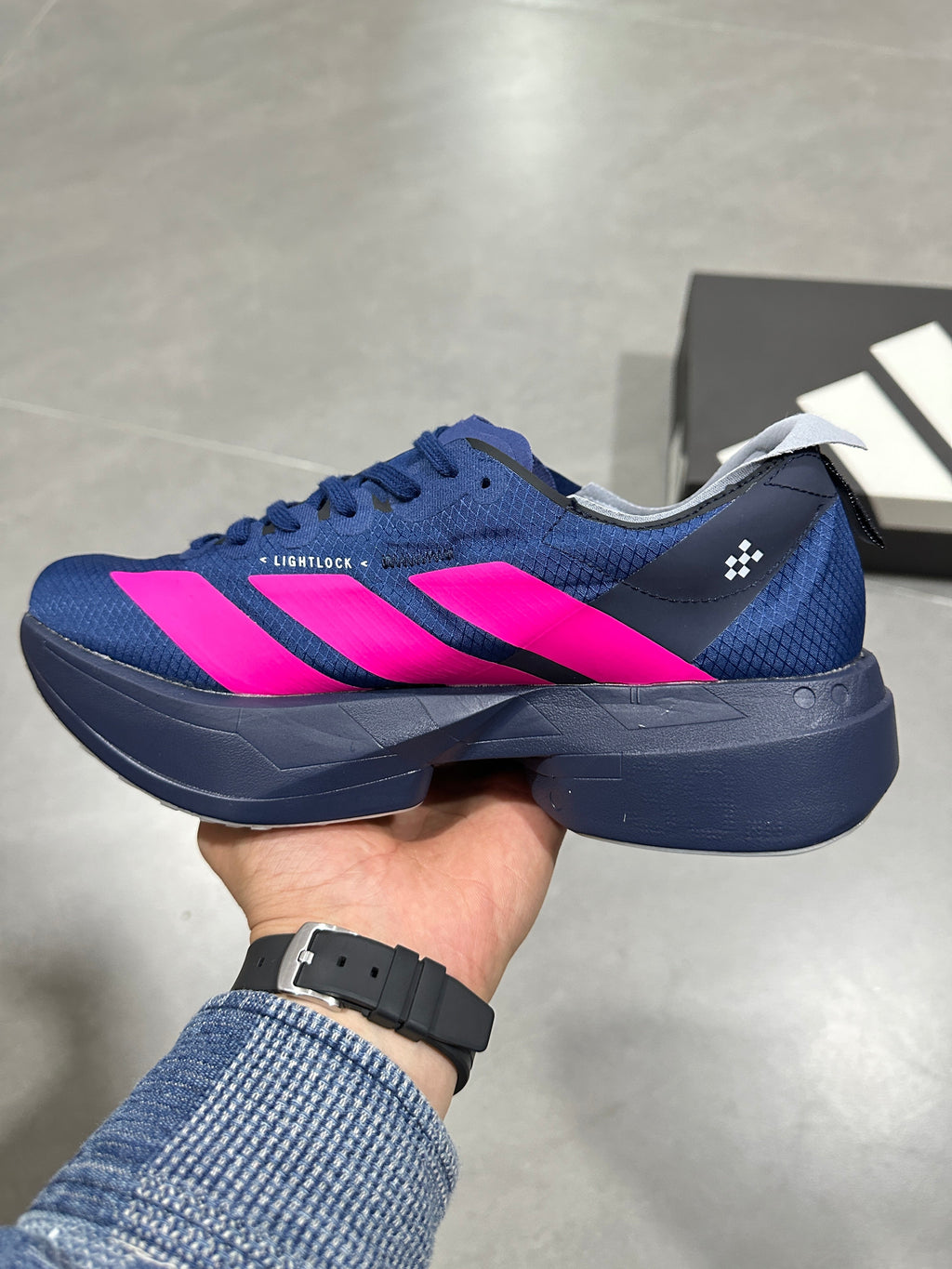 adidas Lightstrike Pro Running Shoes in Blue Pink JR6369 - product image from the listing.