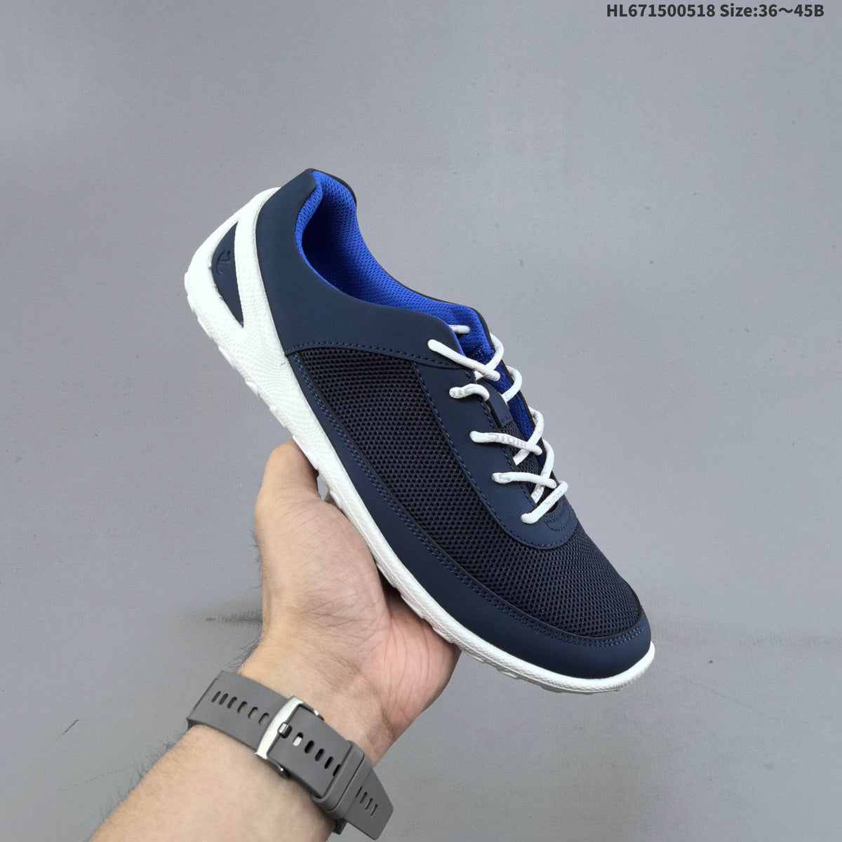 ECCO HL671500518 Navy Mesh Lace-Up Trainers - product image from the listing.