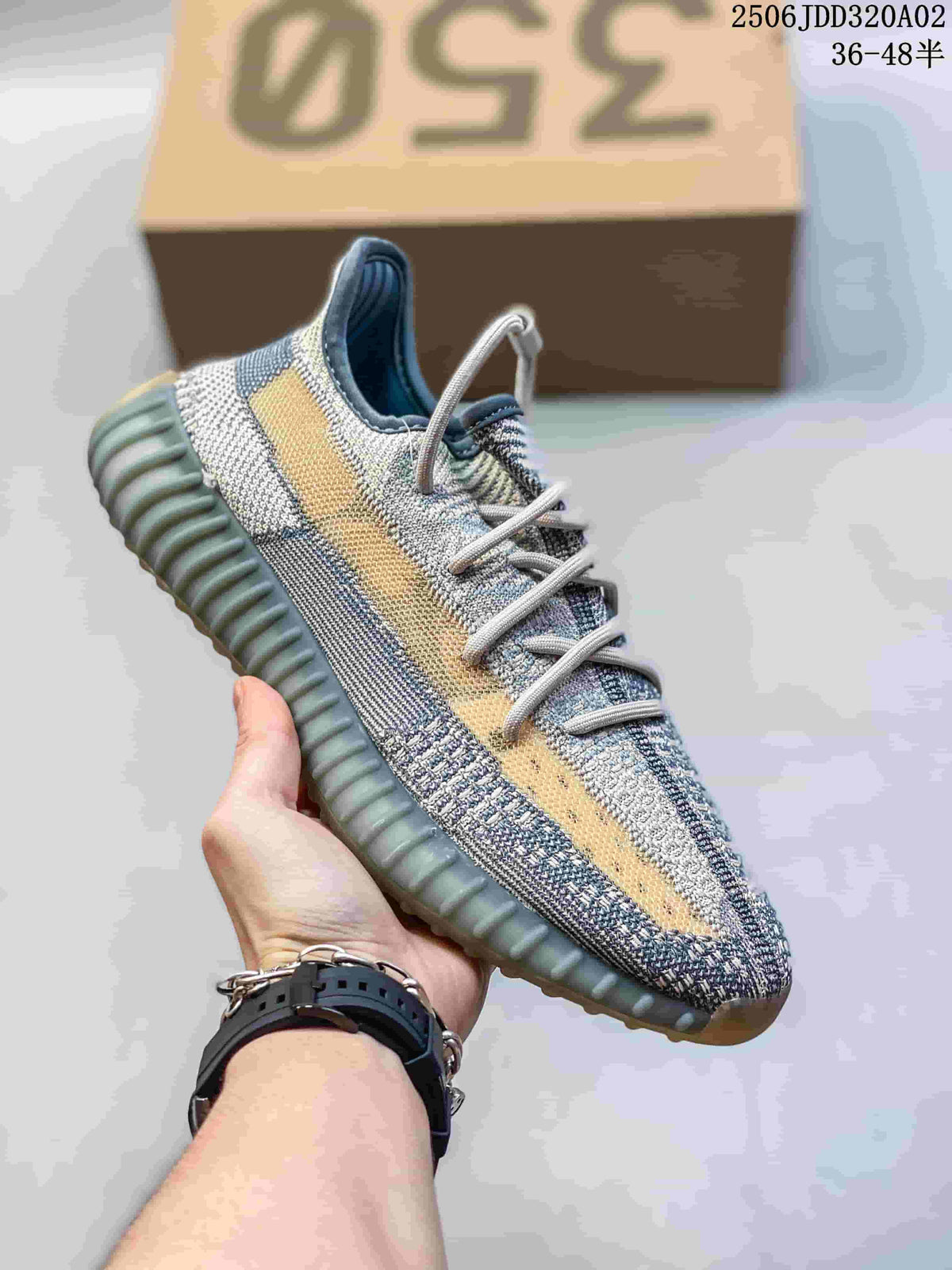 Adidas Yeezy Boost 350 Sneakers in Grey and Tan - product image from the listing.