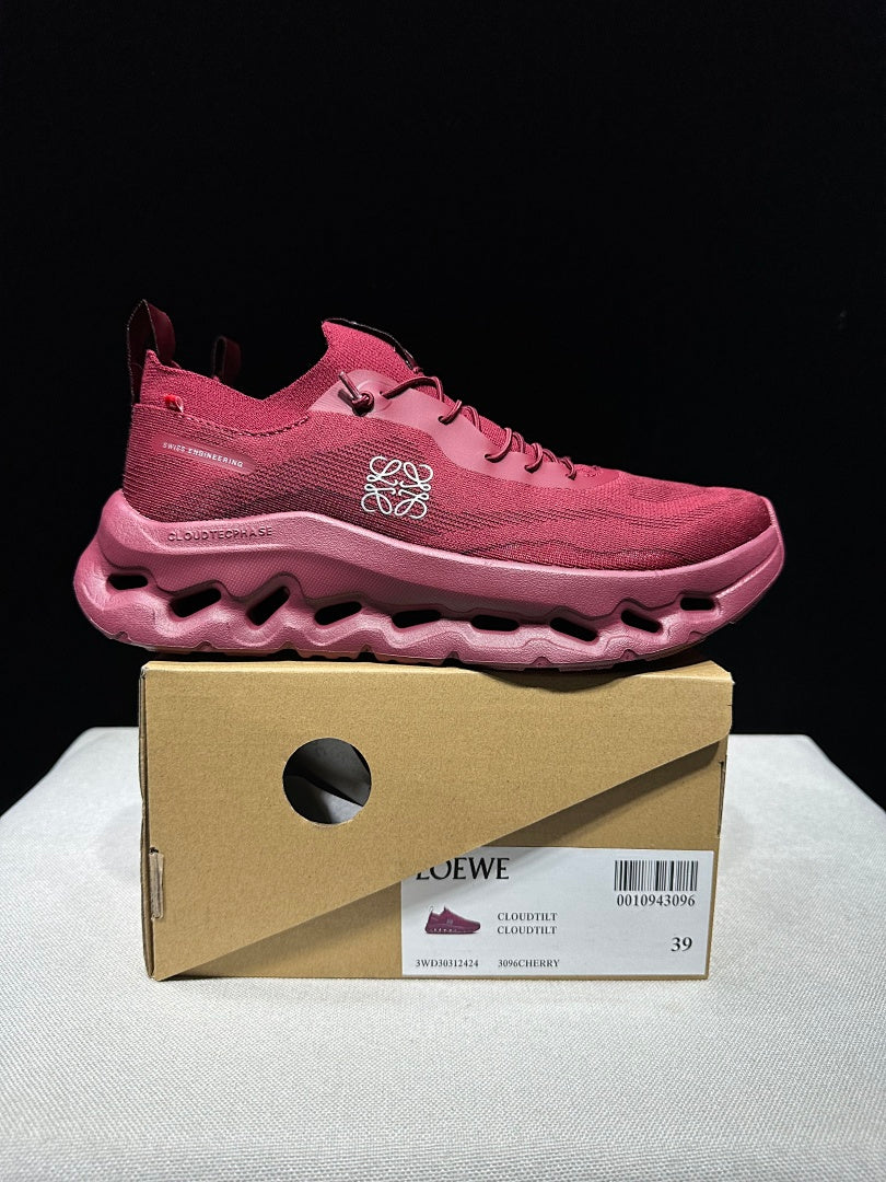 On x Loewe Cloudtilt Sneakers in Cherry in Burgundy - product image from the listing.