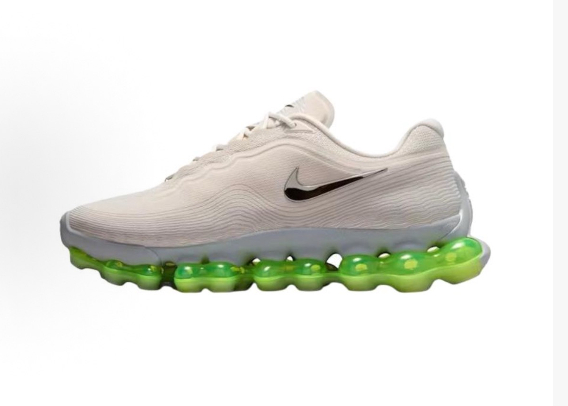 White and Green Nike Air Liquid Max Running Shoes - product image from the listing.