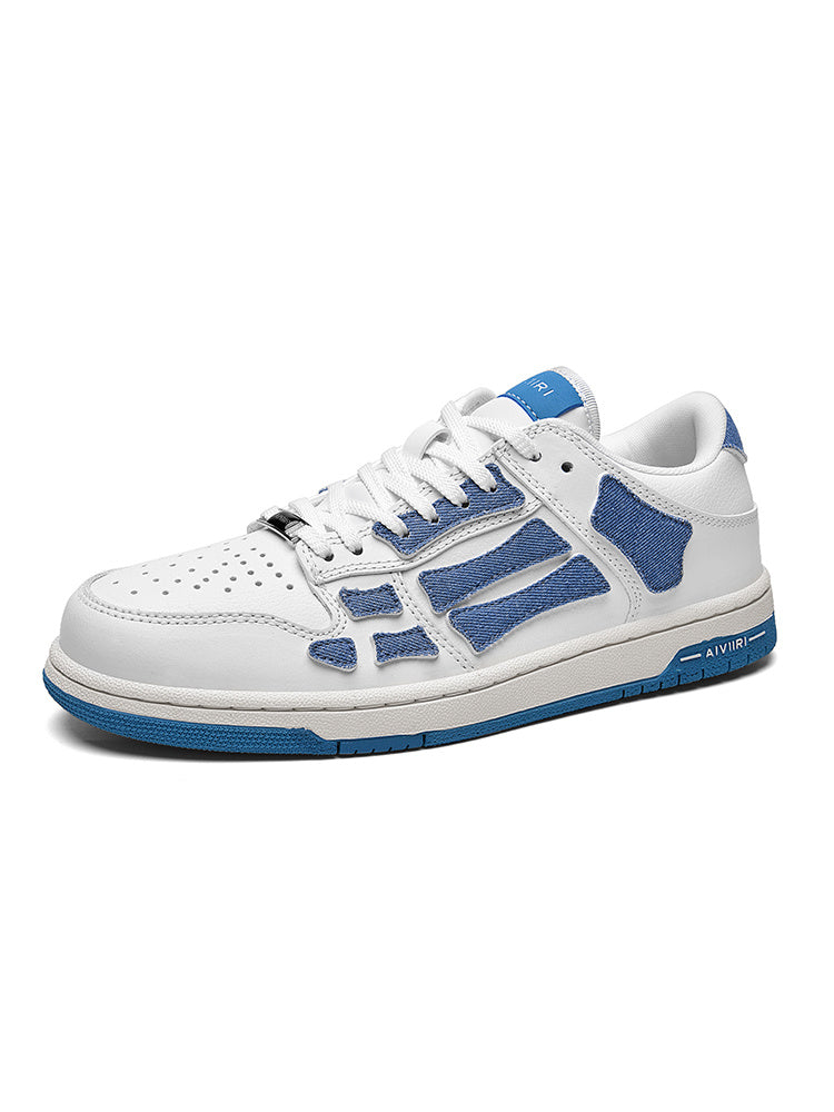 White and Denim Blue AMIRI Bone-Look Low-Top Sneakers - product image from the listing.
