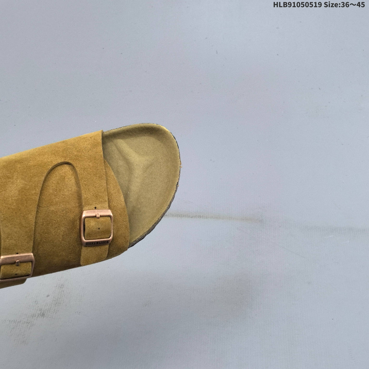 Birkenstock Arizona Two-Strap Suede Slide Sandals, in Taupe - product image from the listing.