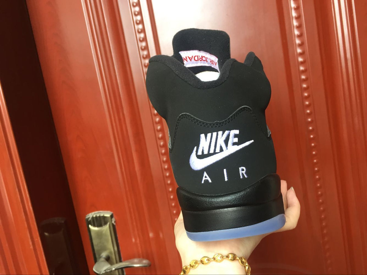 Air Jordan 5 High-Top Sneakers in Black Silver - product image from the listing.
