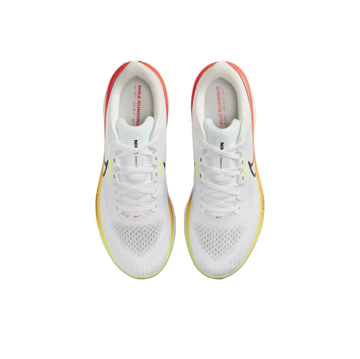 Nike Air Zoom Vomero 17 Running Shoes in White Orange HF4914-100 - product image from the listing.