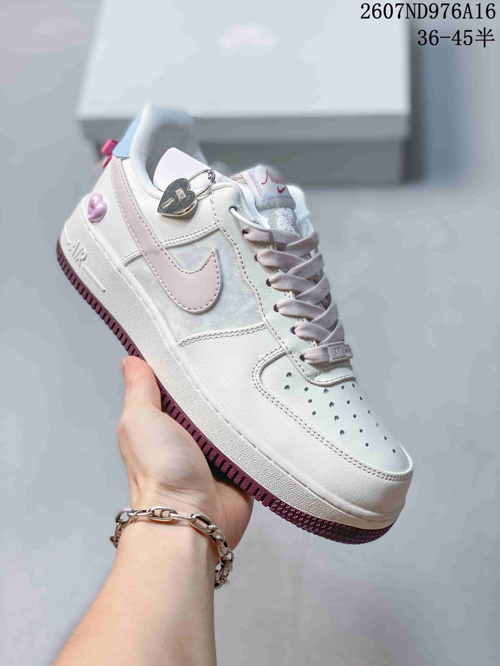 Nike Air Force 1 '07 Low White Pink Snake Year Trainers - product image from the listing.